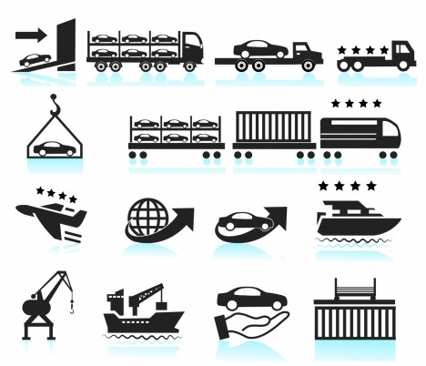 Car Shipping Delivery icon set