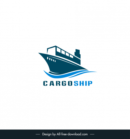 cargo ship logo template vessel icon wave curves sketch