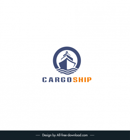 cargo ship logotype isolation circle flat sketch