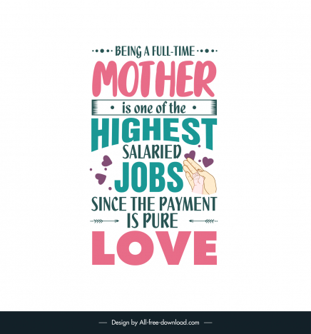 caring mothers day quotes poster template cute texts hearts holding hands arrows decor