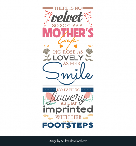 caring mothers day quotes poster template messy texts flowers smiley arrows footprints layout