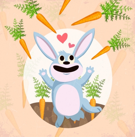 cartoon animal background bunny carrot icons decoration