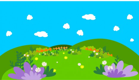 Cartoon Background with flowers
