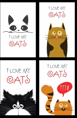 cats banner cute icon decor cartoon design
