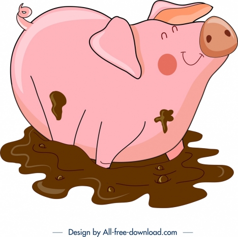 cattle background pig icon colored cartoon design