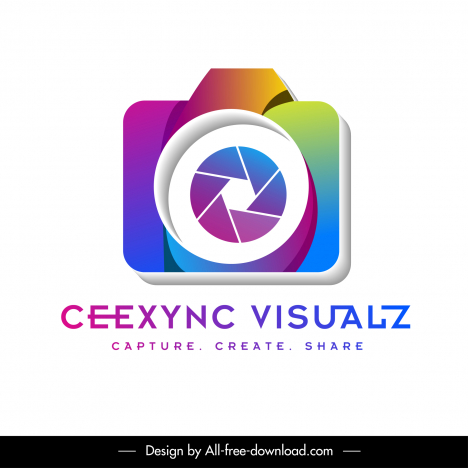ceexync visualz logo template colorful modern 3d camera shape sketch