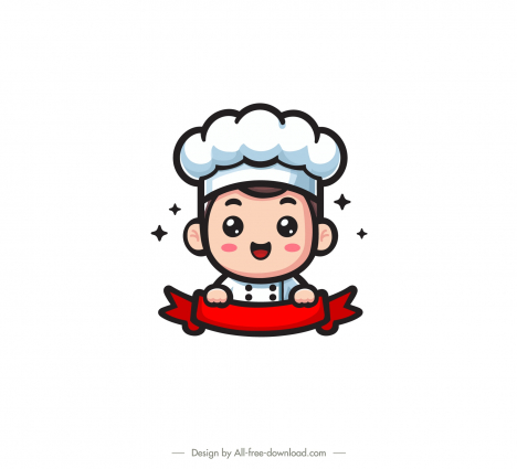 chef logo design elements flat cute cartoon