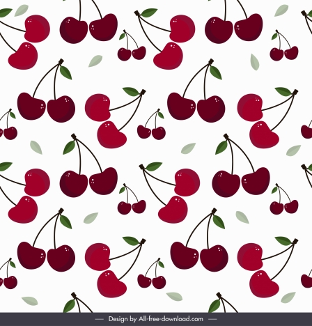 Cherries pattern colored modern flat sketch vectors stock in format for ...