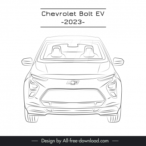 chevrolet bolt ev 2023 car model template handdrawn front view outline