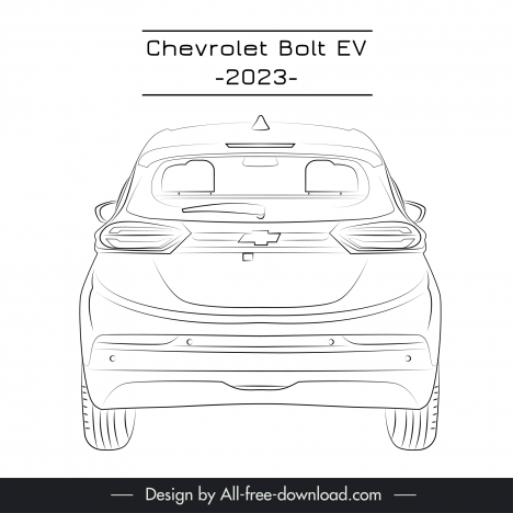 chevrolet bolt ev 2023 car template symmetric back view outline