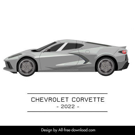 chevrolet corvette 2022 icon modern flat side view design