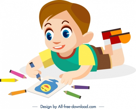 childhood background drawing boy icon cartoon character design
