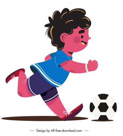 Childhood icon boy playing football sketch cartoon design vectors stock in  format for free download 