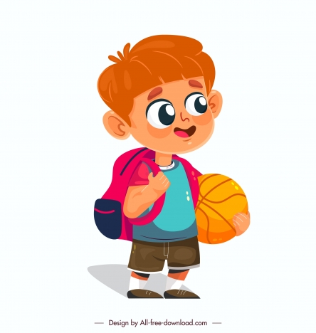 childhood icon cute boy sketch cartoon character
