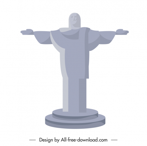 christ the redeemer statue in rio de janeiro icon 3d sketch