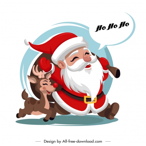 Christmas background funny santa reindeer sketch cartoon design vectors  stock in format for free download 