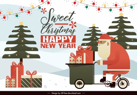 christmas banner template colorful flat classic design