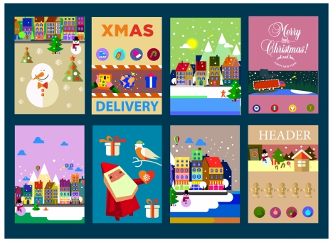 christmas banner templates illustration with various symbols