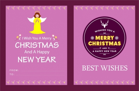 christmas card template in pink color design