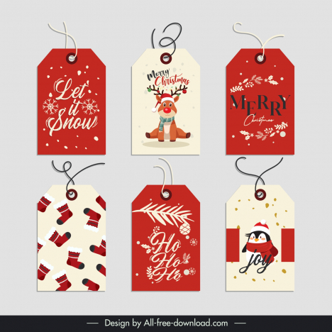 christmas gift tags collection cute xmas elements decor