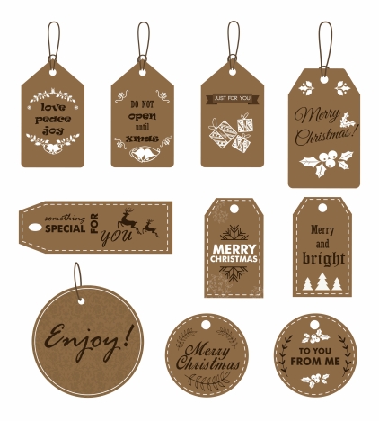 christmas tags design with symbols and dark background