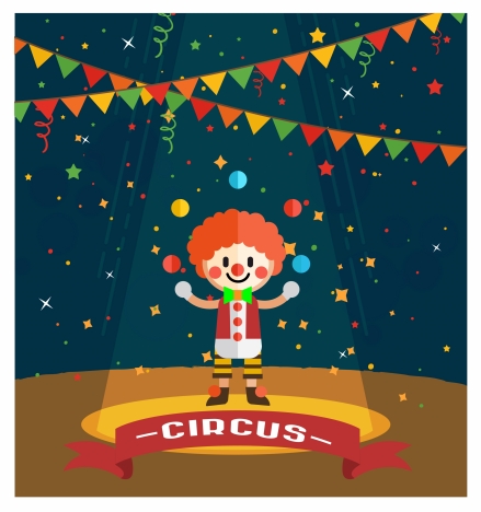 circus vector illustration with clown and juggle