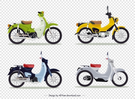 classical motorbike templates multicolored sketch