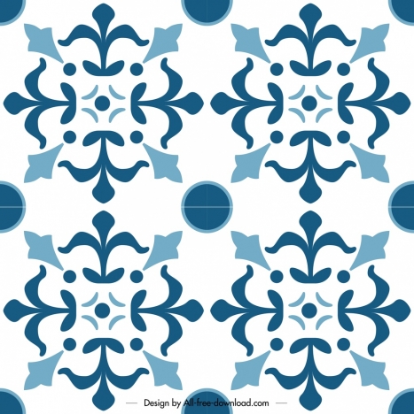 classical pattern template flat blue symmetrical decor