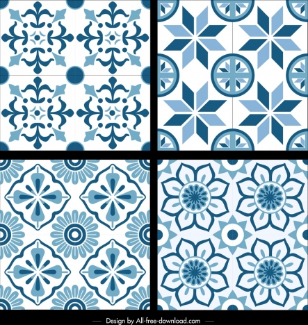 classical pattern templates blue flat repeating symmetrical decor