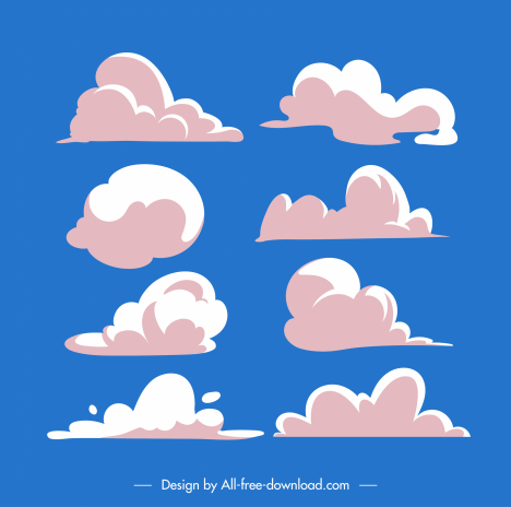 Clouds icons classic flat shapes sketch vectors stock in format for ...