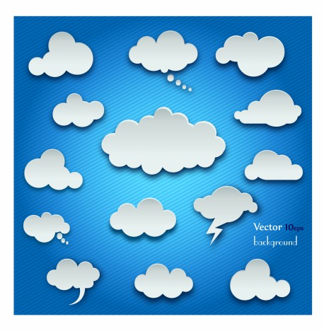 Clouds set on the blue background