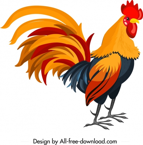Cock icon colorful cartoon design vectors stock in format for free ...