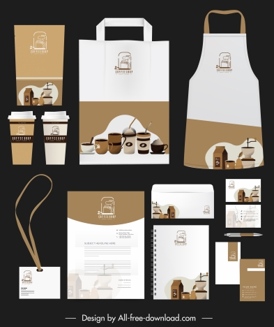 coffee branding identity sets elegant brown white decor