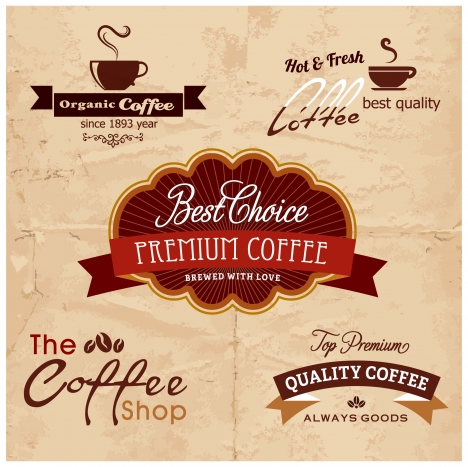 coffee promotion label sets with various design style