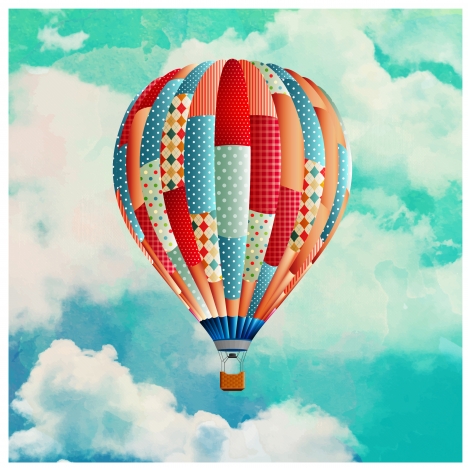 colored realistic drawing of balloon flying on sky