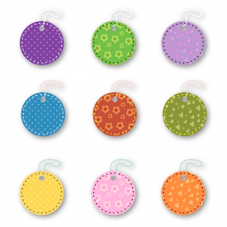colorful hang tag round icons sets
