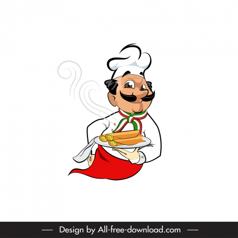 Colorful indian chef icon dynamic design funny cartoon sketch vectors stock  in format for free download 162 bytes
