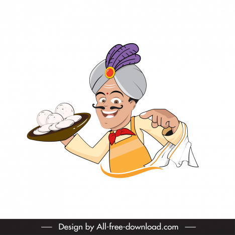Colorful indian chef icon funny cartoon sketch vectors stock in format for free  download 162 bytes