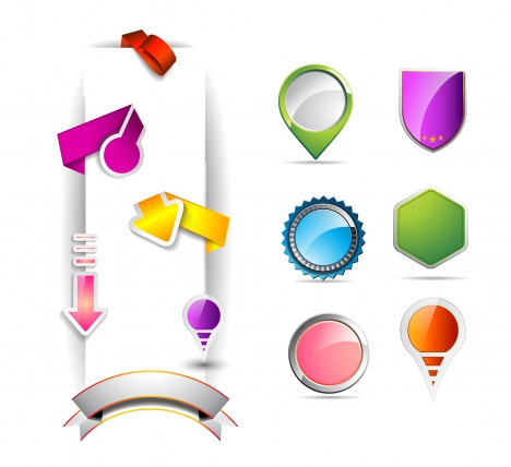 colorful shaped icons for web or game design