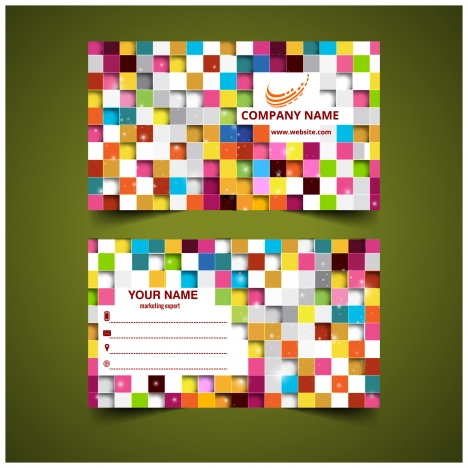 colorful square abstract business card templates