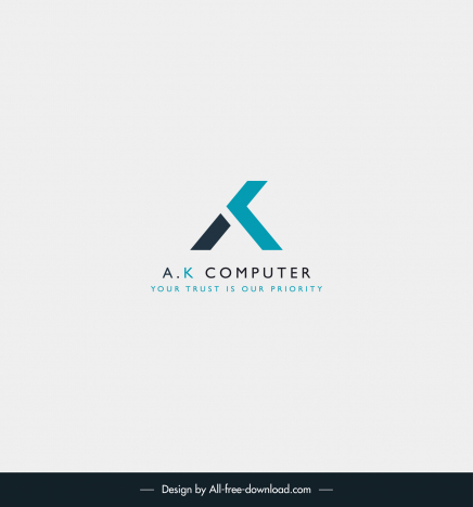 colour awesone logo ak computer template elegant modern flat stylized text design