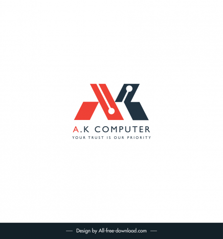 colour awesone logo ak computer template flat modern geometric stylized text design