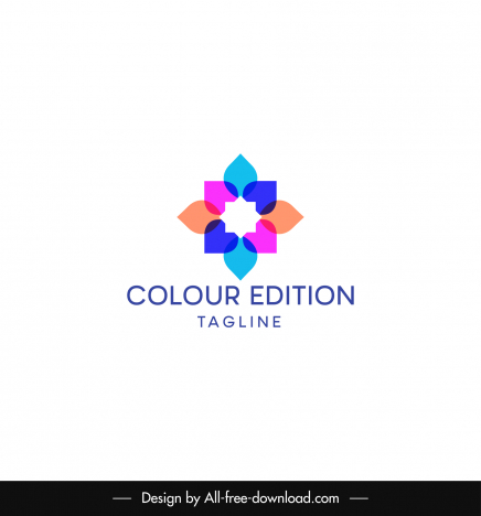 colour edition logo template abstract colorful symmetrical floral shape
