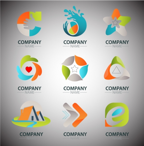 company logo design elements with abstract colorful shapes