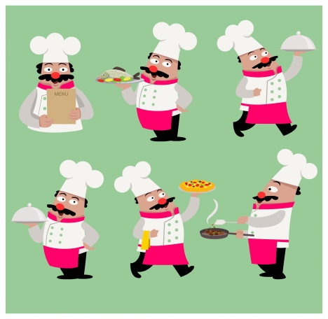 cook icons illustration in various poses