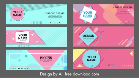 corporate banner templates colorful flat geometry horizontal design