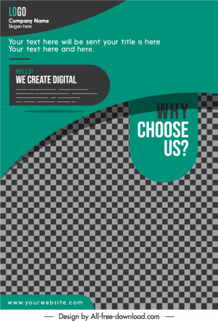 corporate brochure cover template dark checkered decor