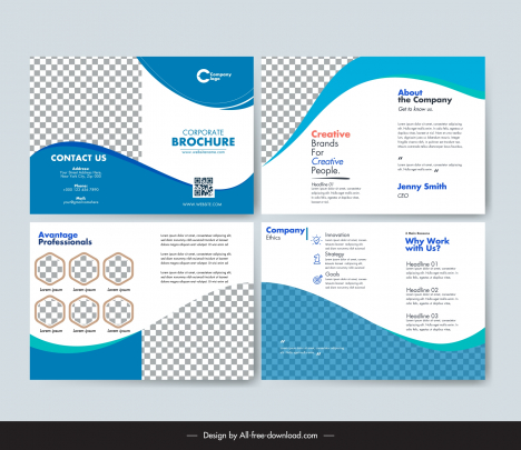Corporate brochure template elegant checkered curves vectors stock in ...