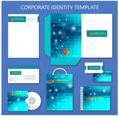corporate identity templates design with sparkling bokeh illustration
