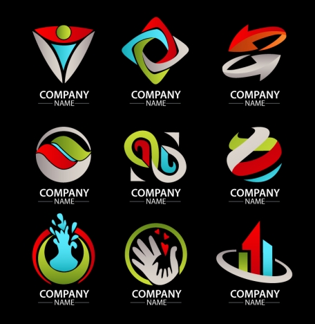 corporate logo sets with various colored shapes illustration